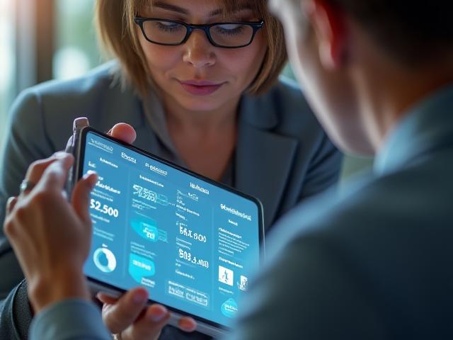 Consultant reviewing health data with a tech professional